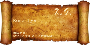 Kunz Igor névjegykártya